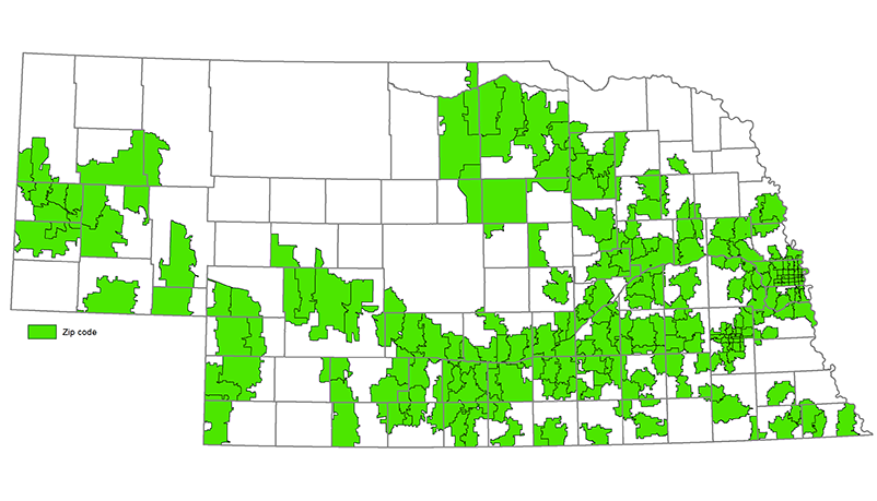recruitment area map of Nebraska